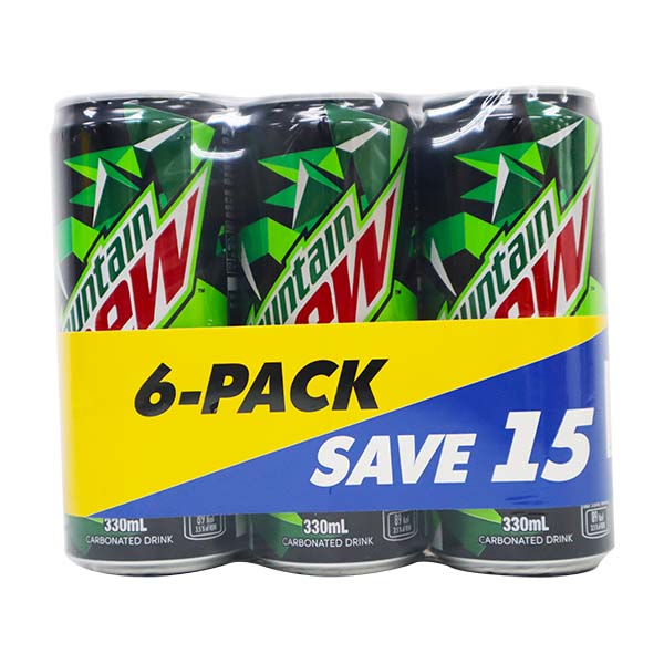 Mountain Dew Regular Cans 330ml 6's