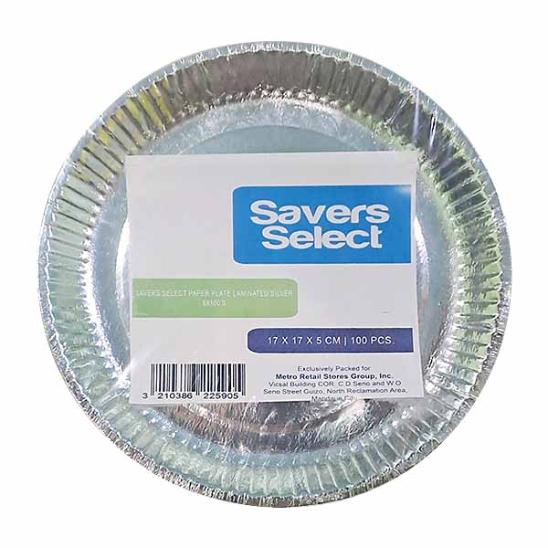 Savers Select Paper Plate Laminated Silver 6x100's