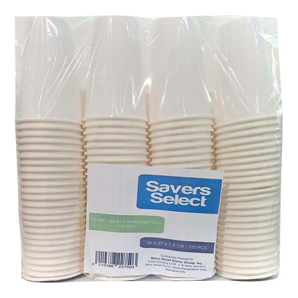 Savers Select Paper Cup 12oz 10x100's