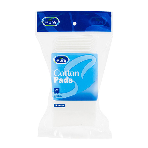 All Pure Square White Cotton Pads 40CT