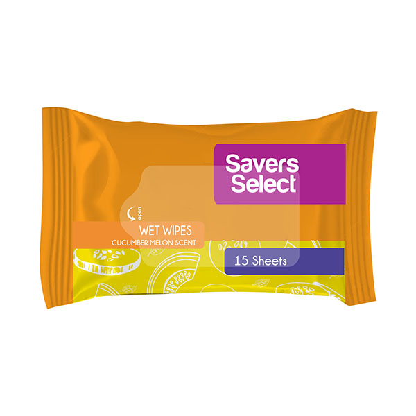 Savers Select Cleansing Wipes Cucumber Melon Scent 15 Sheets
