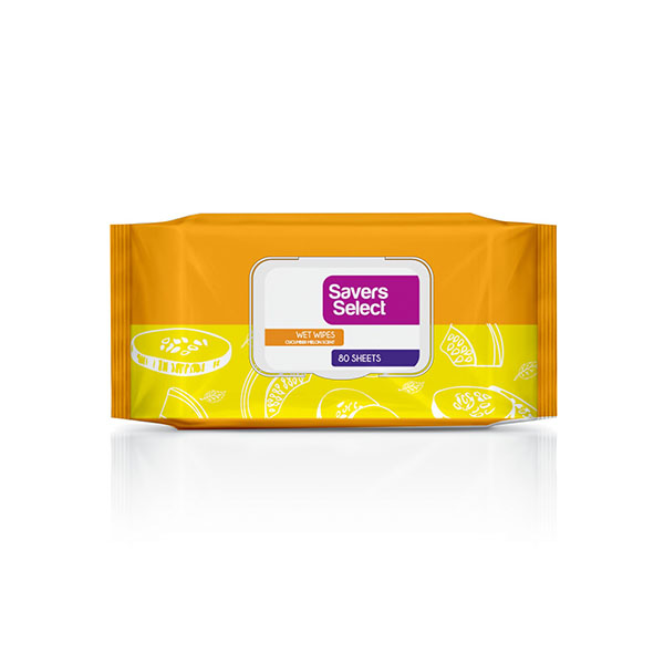 Savers Select Cleansing Wet Wipes Cucumber Melon 80 Sheets
