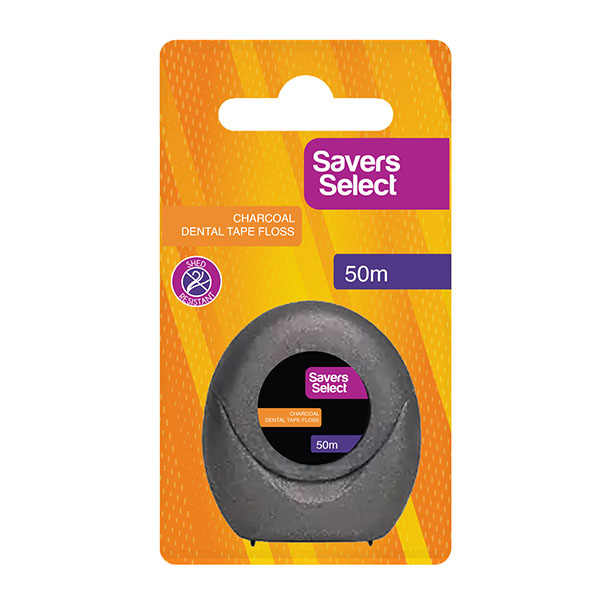 Savers Select Charcoal Dental Tape Floss 50m