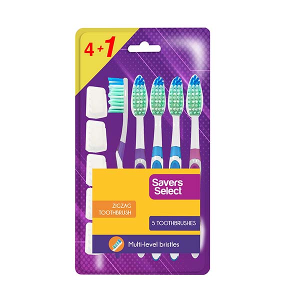 Savers Select Zigzag Toothbrush by 5's with Cap