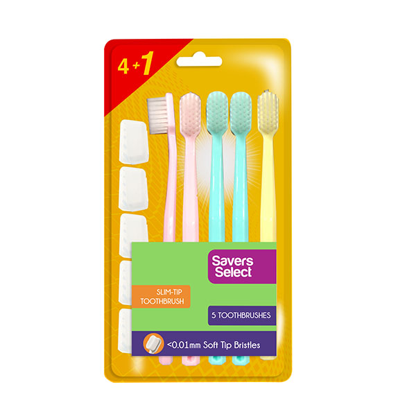 Savers Select Slim Tip Toothbrush by 5's with Cap