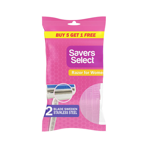Savers Select Fixed Head Twin Blade Disposable Razor 5+1 Value Pack For Women