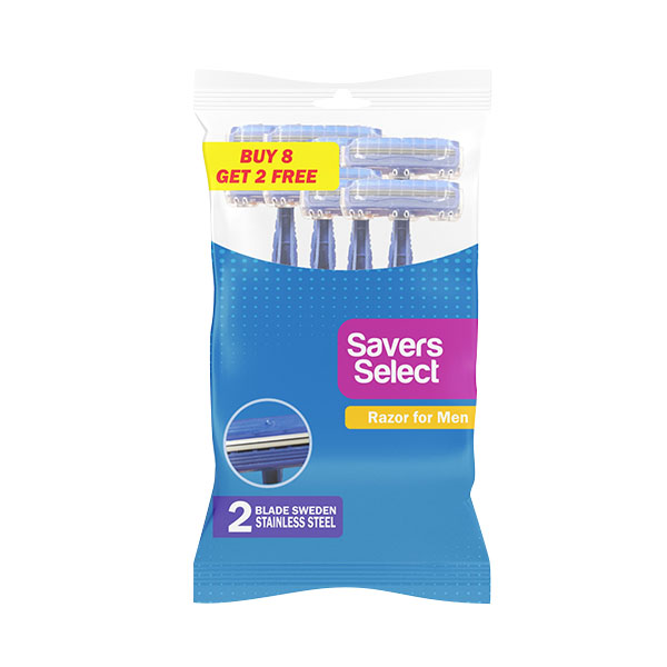 Savers Select Fixed Head Twin Blade Disposable Razor 8+2 Value Pack for Men