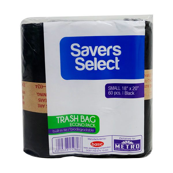 Savers Select Econo Pack Black Small 18"x20" 60's
