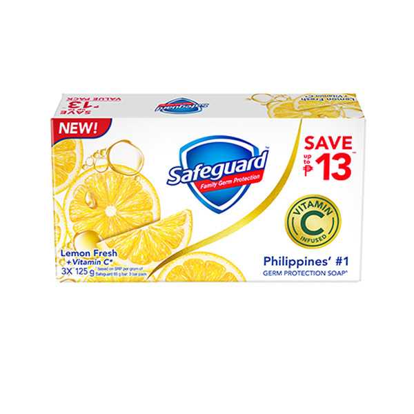 Safeguard Bar Pink 125g x 3 Plus Lemon