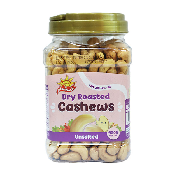 Sunsnack Roasted Cashews Unsalted 450g