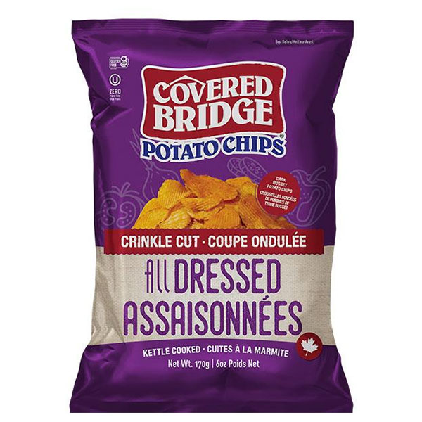 Covered Bridge Crinkle Cut All Dressed Potato Chips 170g