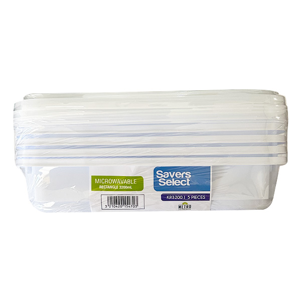 Savers Select Microweavable Rectangle 3200ml 16 x 5s