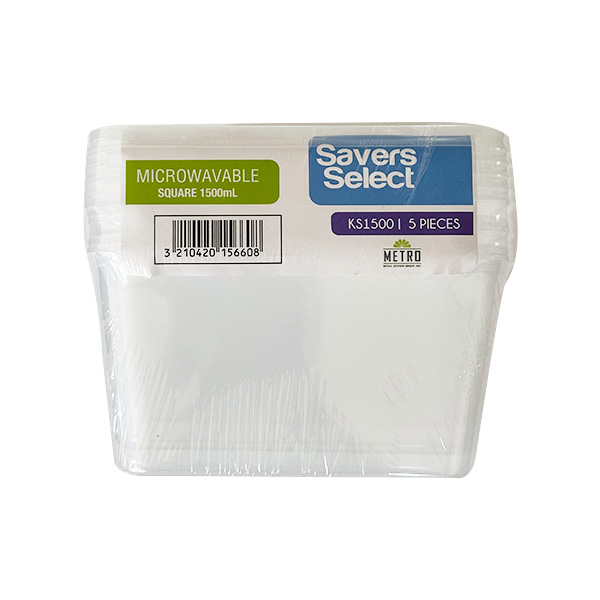 Savers Select Microweavable Square 1500ml 30 x 5s