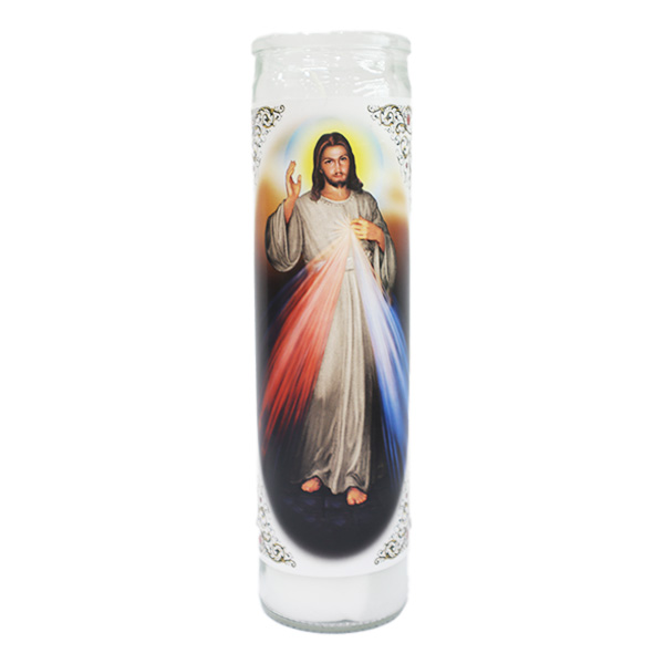 Brightglow Religious Candle Jesus En Ti Confío Divina Misericordia White