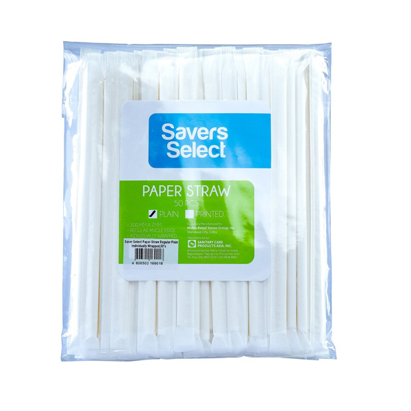 Savers Select Paper Straw Plain 50s 7mm x 200mm