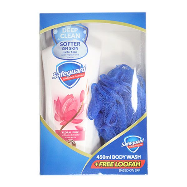 Safeguard Floral Pink Body Wash 450ml Plus Loofah