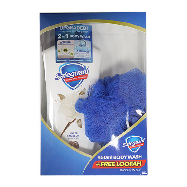 Safeguard White Camellia Body wash 450ml Plus Loofah