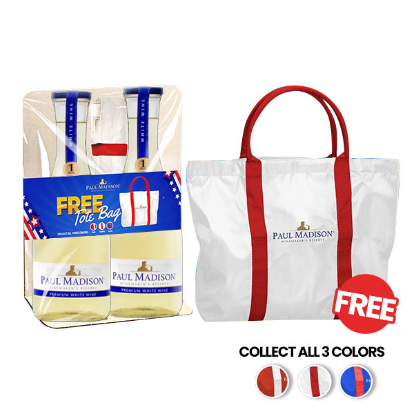 Buy 2 Paul Madison White Wine Free Tote Bag 1L