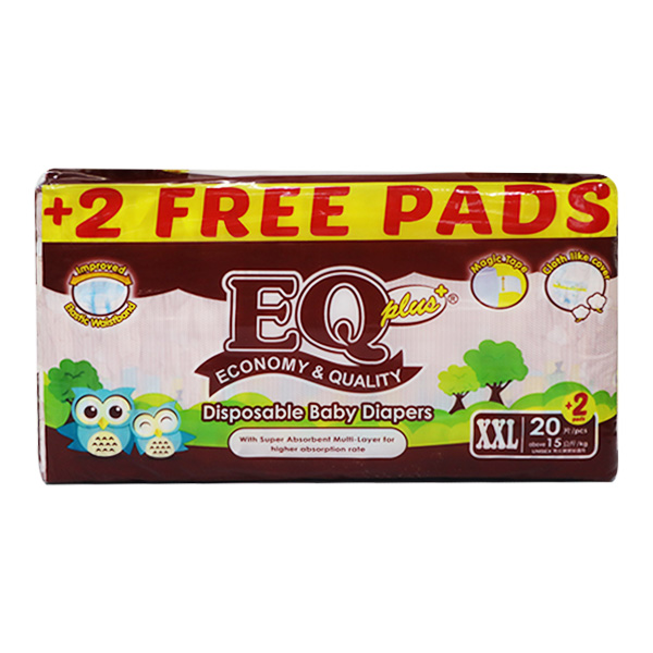 EQ Plus Disposable Baby Diapers XXL 20's + 2 pads