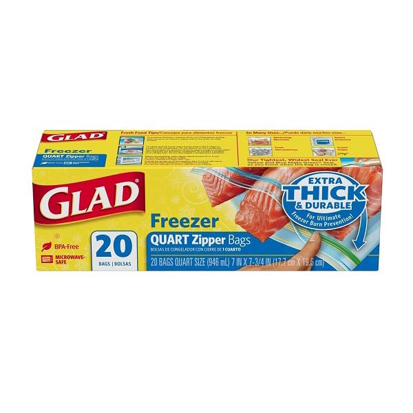 Glad Lock Freezer Zipper Bag Small 12x20Ct