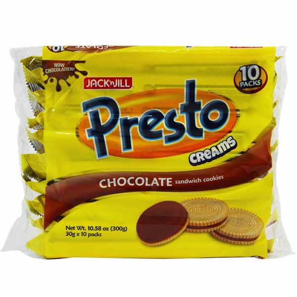 Jack 'N Jill Presto Creams Chocolate Sandwich Cookies 10pcs x 30g