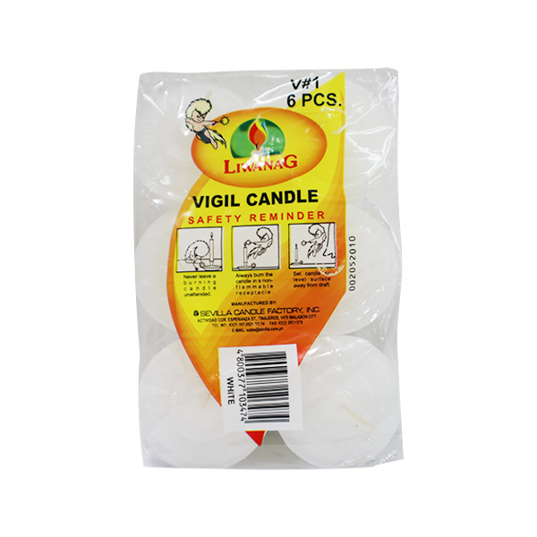 Liwanag Vigil and Filler Candle No.1 White 6s x 40