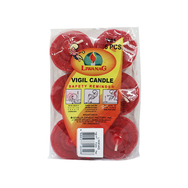Liwanag Vigil And Filler Candle No.1 Red 6s x 40
