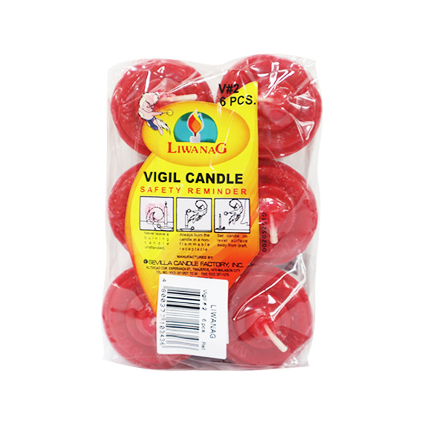 Liwanag Vigil And Filler Candle No.2 Red 6s x 40