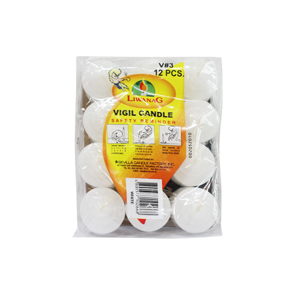 Liwanag Vigil And Filler Candle No.3 White 12s x 40