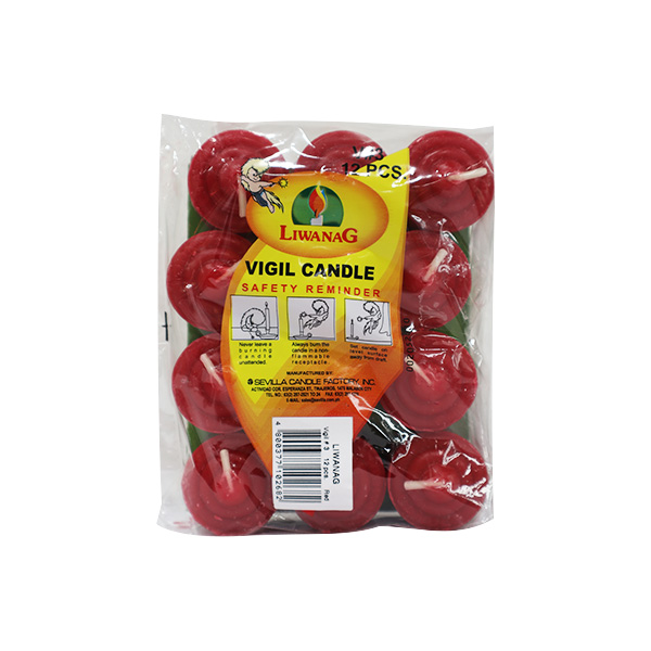 Liwanag Vigil and Filler Candle No.3 Red 12s x 40