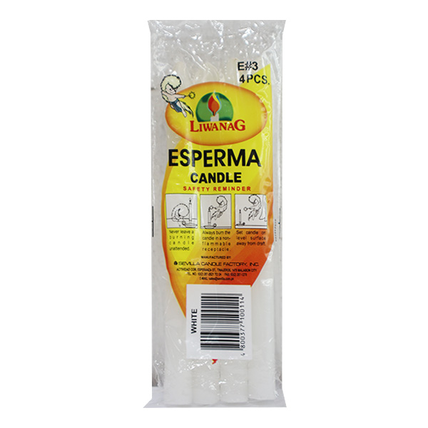 Liwanag Esperma Candle No.3 White 4s x 100