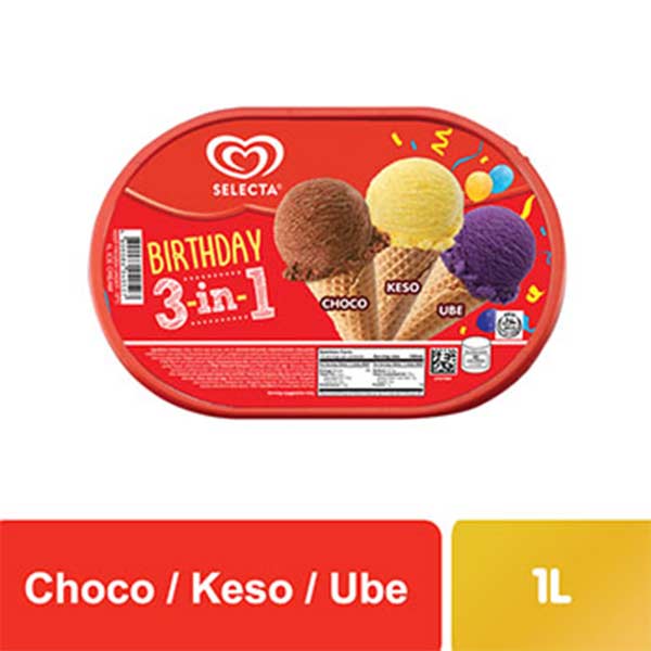 Selecta Ice Cream 3in1 Choco-Keso-Ube 1L