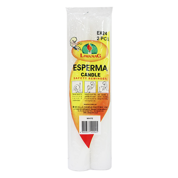 Liwanag Esperma Candle No.24 White 2s x 20