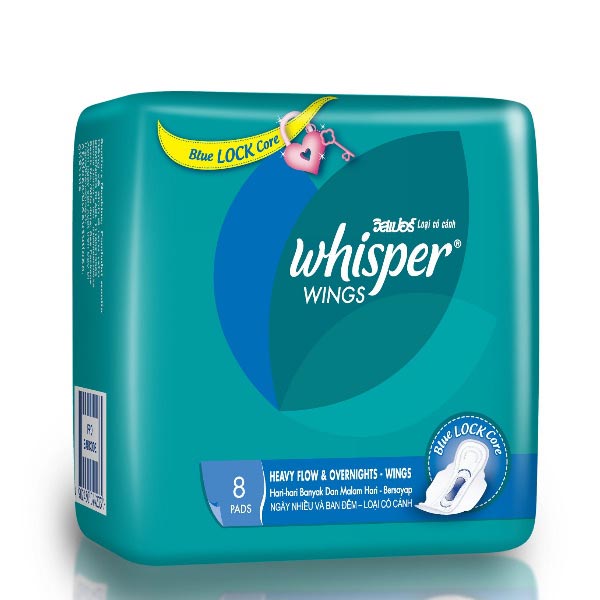 Whisper Heavy Flow Overnight Wing 8Pcs