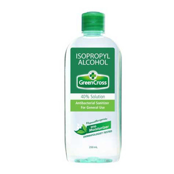 Green Cross Isopropyl Alcohol Hypoallergenic With Moisturizer 40% Solution 250mL