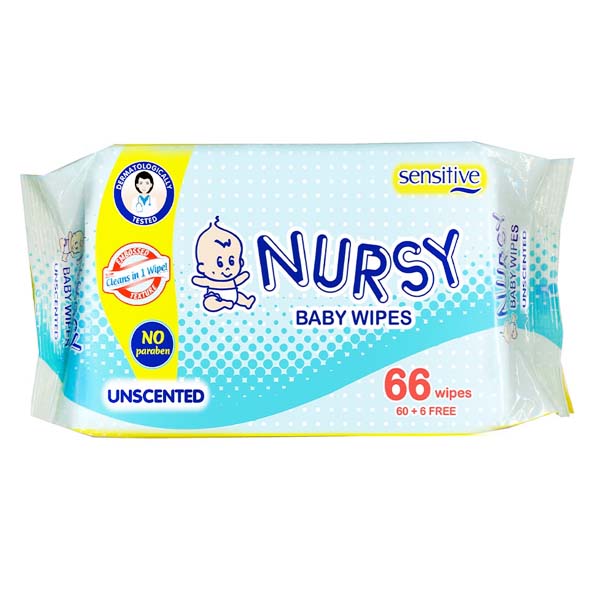 Nursy Baby Wipes (66 Wipes) Unscented