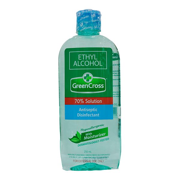 Green Cross Ethyl Alcohol Hypoallergenic With Moisturizer 70% Solution 250mL