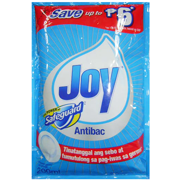 Joy Dishwashing Liquid Antibac Safeguard Pouch 190ml