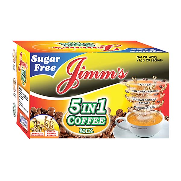 Jimm's Coffee 5 In 1 Sugar Free 20's x 21g