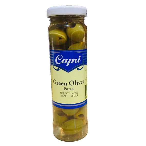 Capri Green Olives Pitted 140g