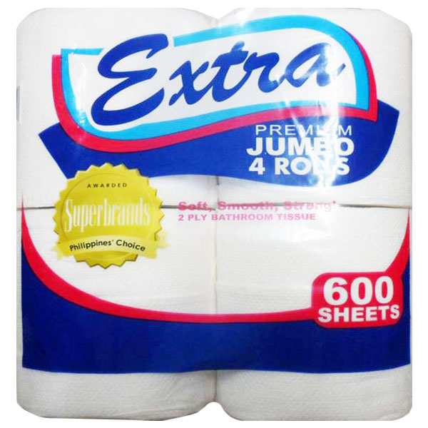 Extra Jumbo Bathroom Tissue 2 Ply 600 Sheets 4 Rolls