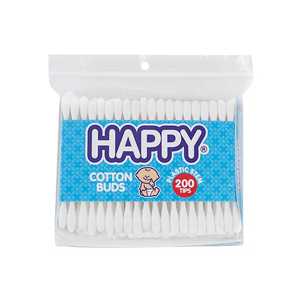 Happy Cotton Buds Plastic Stem 200 Tips