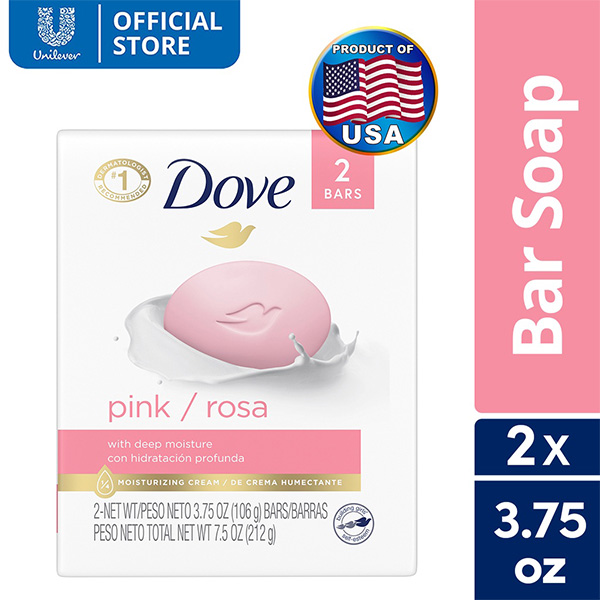 Dove Pink / Rosa Beauty Bar with 1/4 Moisturizing Cream 106g 2 Bars