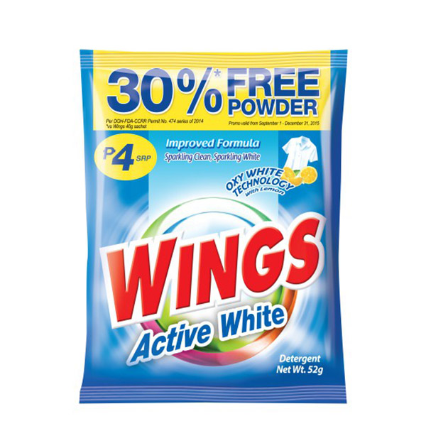 Wings Detergent Powder Active White 52g