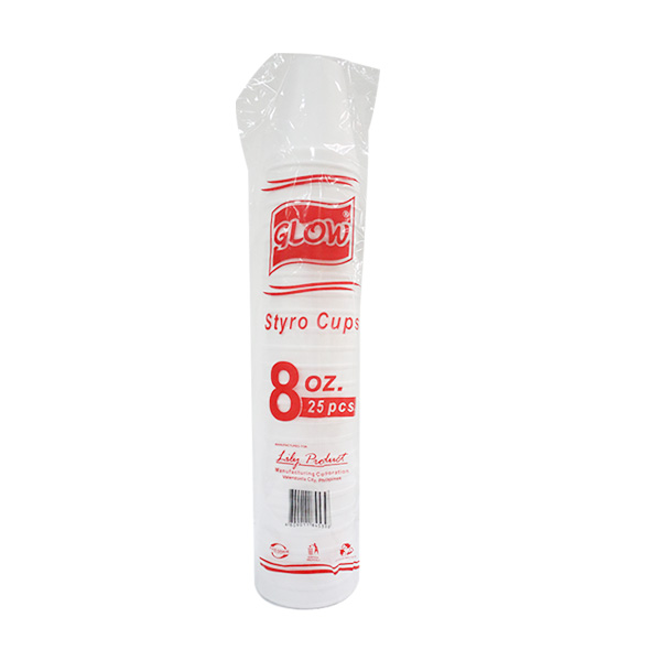 Glow Styro Cups 8oz 40 x 25's