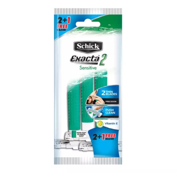 Schick Exacta 2 Shaver Precise Shave For Sensitive Skin Pb2+1 Green