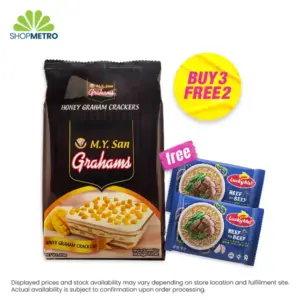Buy 3 M.Y. San Grahams Honey Crackers handy Pack 200g Free 2 Lucky Me! Instant Mami Beef 55g
