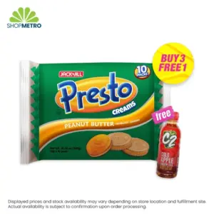 Buy 3 Presto Cream Peanut Butter Sandwich Cookies 30g Free C2 Solo Green Tea Apple 230ml