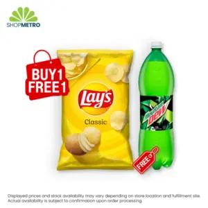 Buy 1 Lays Regular 6.5oz Free 1 Pepsi 1.5L or Mt Dew 1.5L