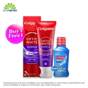 Buy 1 Colgate Toothpaste Optic White Purple 100g Free Colgate Plax Ice (Lb Silver)60ml